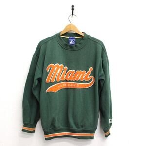 Vintage University of Miami Hurricanes Embroidered Sweatshirt Medium